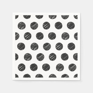 Black Polka Dots Artisan Hand drawn Timeless Fun Napkin
