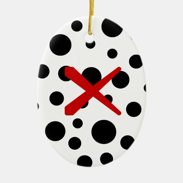 Black Polka Dots Ceramic Tree Decoration (Front)