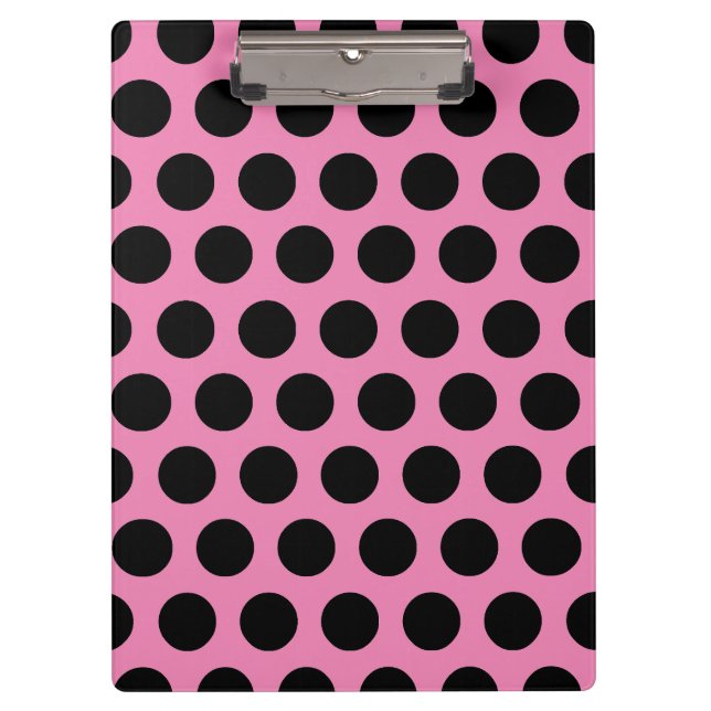 Black Polka Dots Clipboard (Front)