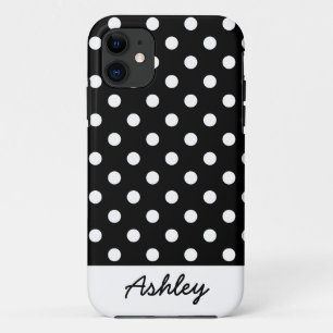 Black Polka Dots Custom Monogram Case-Mate iPhone Case