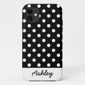 Black Polka Dots Custom Monogram Case-Mate iPhone Case