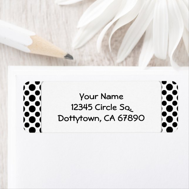 Black Polka Dots Custom Return Address Label (Insitu)