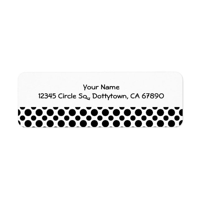 Black Polka Dots Custom Return Address Label (Front)