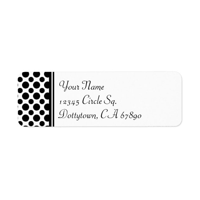 Black Polka Dots Custom Return Address Labels (Front)