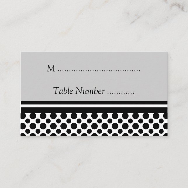 Black Polka Dots Custom Table Cards (Front)