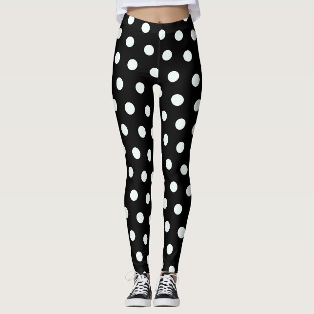 Black Polka Dots Leggings (Front)