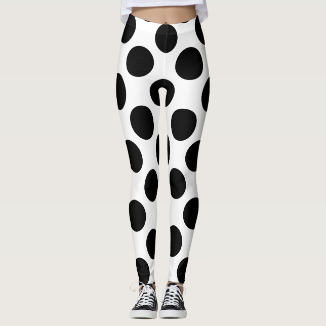 Black Polka Dots Leggings (Front)