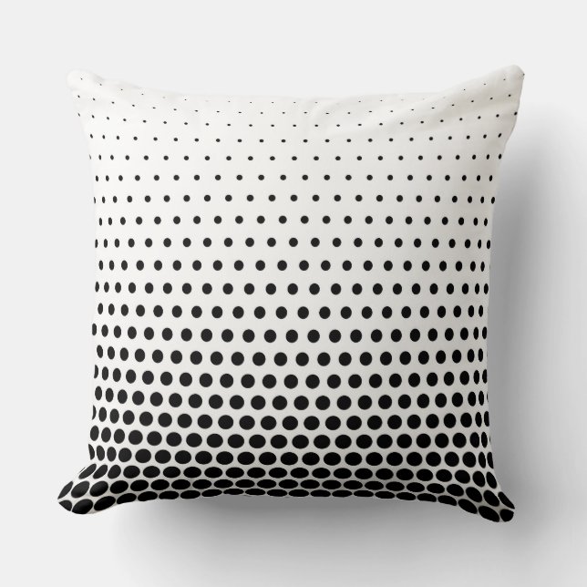 Black Polka Dots Modern White Cushion (Front)