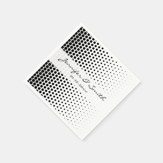 Black Polka Dots Modern White Napkin (Corner)