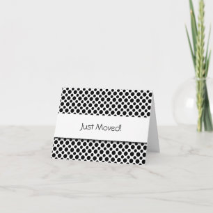Black Polka-Dots New Address Card