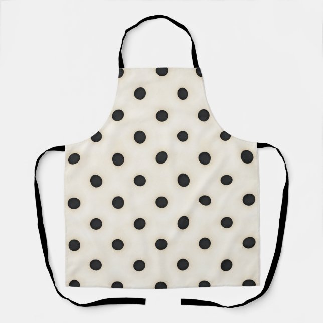Black Polka Dots on Antique White Apron (Front)