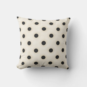 Black Polka Dots on Antique White Cushion