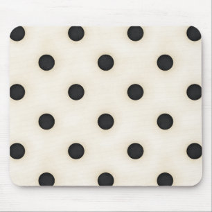 Black Polka Dots on Antique White Distressed Mouse Pad