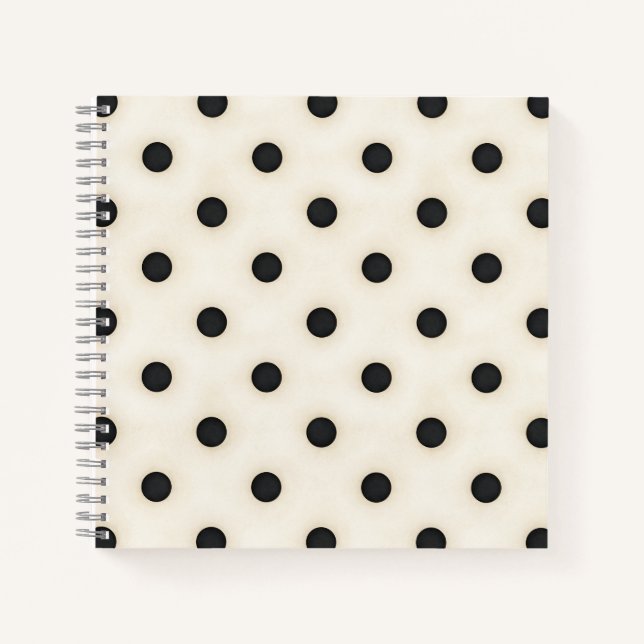 Black Polka Dots on Antique White Notebook (Front)