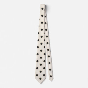 Black Polka Dots on Antique White Tie
