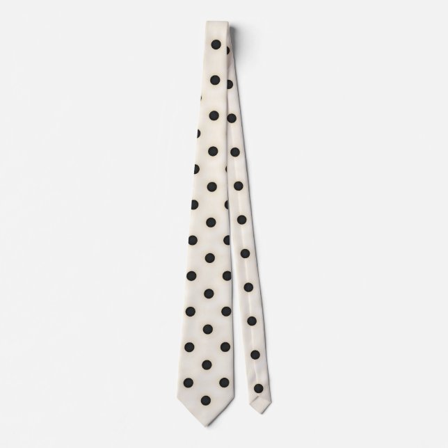 Black Polka Dots on Antique White Tie (Front)