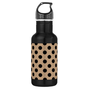 Black polka dots on beige 532 ml water bottle