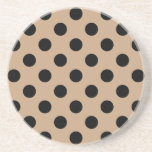 Black polka dots on beige coaster<br><div class="desc">Black polka dots on beige</div>
