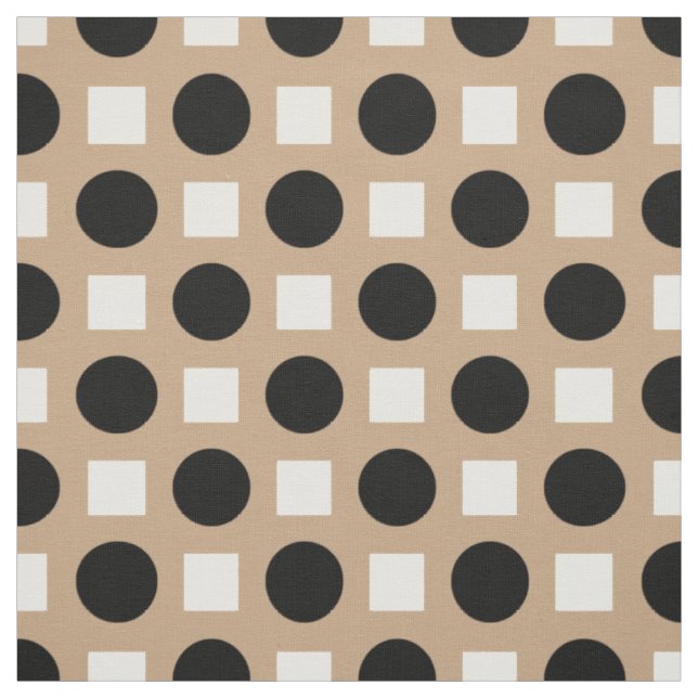 Black polka dots on beige fabric (Swatch)