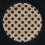Black polka dots on beige paper plate<br><div class="desc">Black polka dots on beige</div>