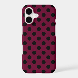 Black polka dots on burgundy