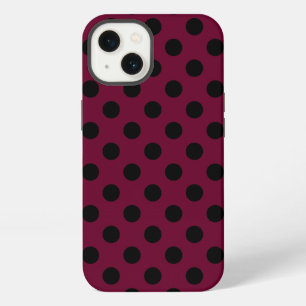 Black polka dots on burgundy Case-Mate iPhone case