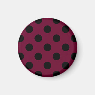 Black polka dots on burgundy magnet