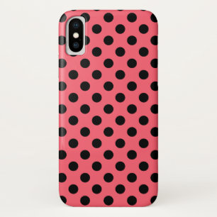 Black polka dots on coral Case-Mate iPhone case
