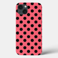 Black polka dots on coral Case-Mate iPhone case