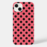 Black polka dots on coral