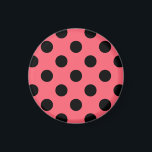 Black polka dots on coral magnet<br><div class="desc">Black polka dots on coral</div>