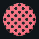 Black polka dots on coral magnet<br><div class="desc">Black polka dots on coral</div>