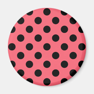 Black polka dots on coral magnet
