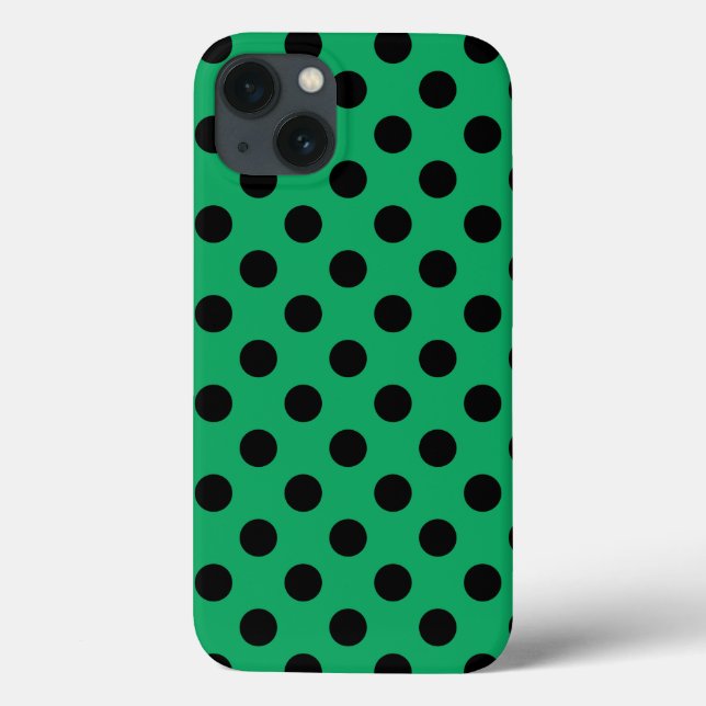 Black polka dots on fresh green Case-Mate iPhone c Case (Back)