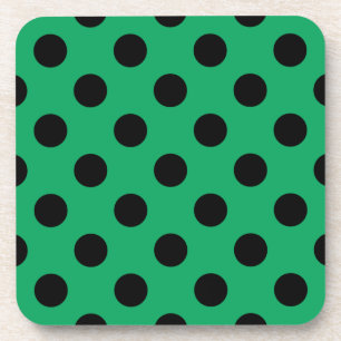 Black polka dots on fresh green coaster