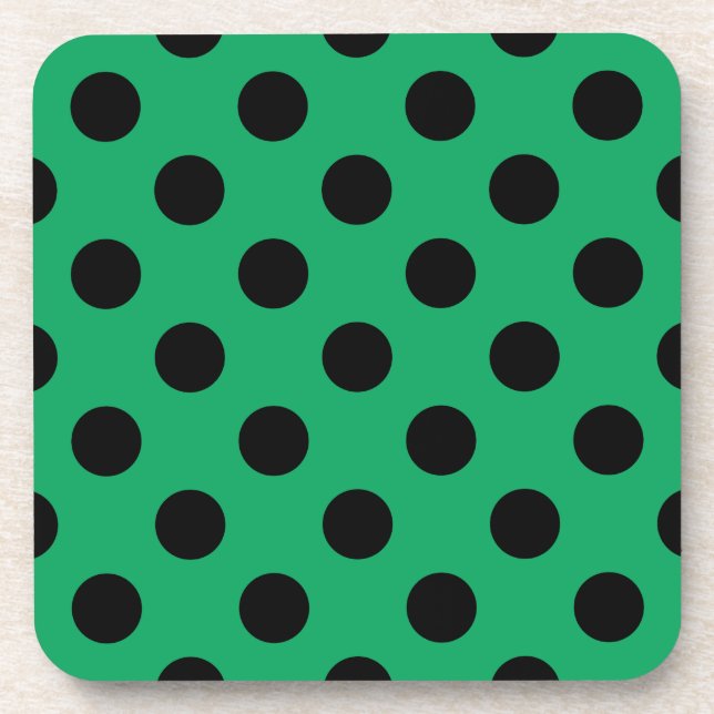 Black polka dots on fresh green coaster (Front)