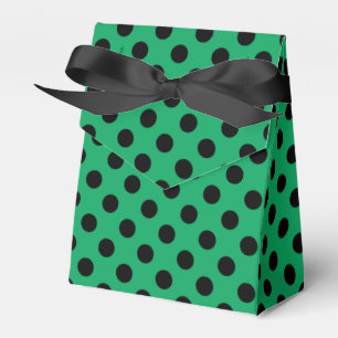 Black polka dots on fresh green favour box