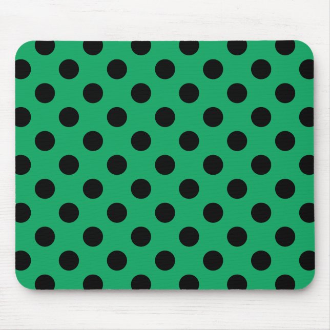 Black polka dots on fresh green mouse pad (Front)