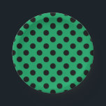 Black polka dots on fresh green paper plate<br><div class="desc">Black polka dots on fresh green</div>
