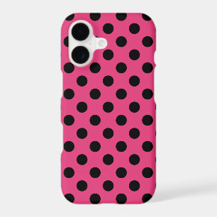 Black polka dots on fuchsia
