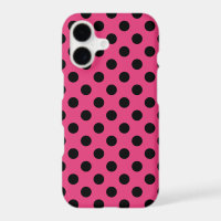 Black polka dots on fuchsia
