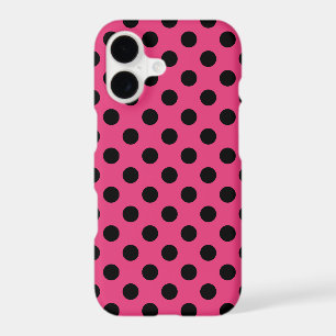 Black polka dots on fuchsia