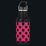 Black polka dots on fuchsia 532 ml water bottle<br><div class="desc">Black polka dots on fuchsia</div>