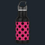 Black polka dots on fuchsia 532 ml water bottle<br><div class="desc">Black polka dots on fuchsia</div>