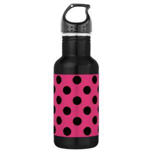 Black polka dots on fuchsia 532 ml water bottle