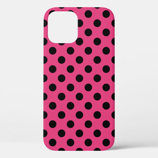 Black polka dots on fuchsia Case-Mate iPhone case (Back)