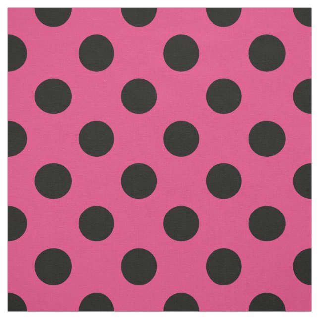 Black polka dots on fuchsia fabric (Swatch)