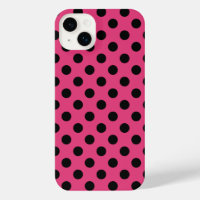 Black polka dots on fuchsia