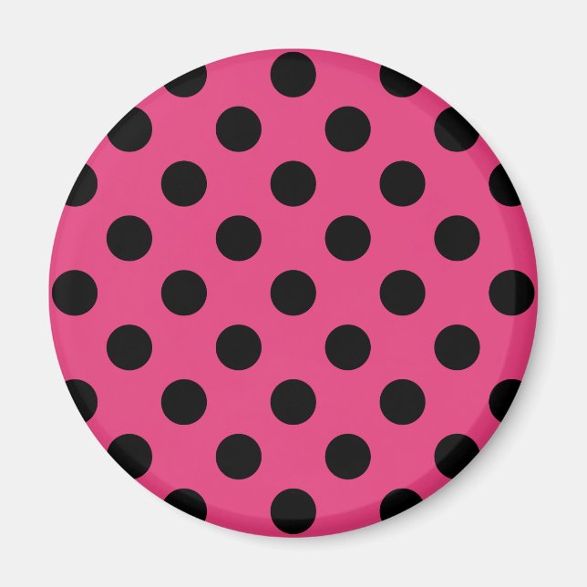 Black polka dots on fuchsia magnet (Front)