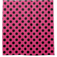Black polka dots on fuchsia